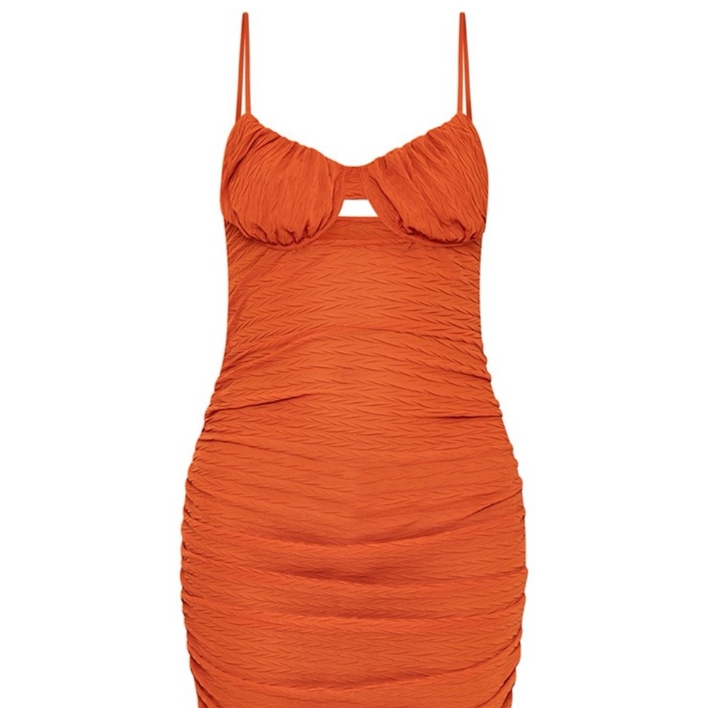 Elegant Orange Ruched Dress